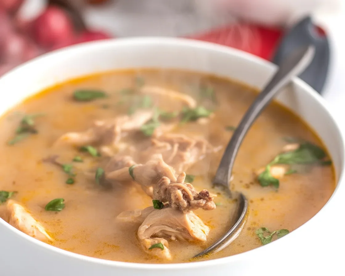 Delicious keto chicken soup creamy with rich flavors and low carb content.