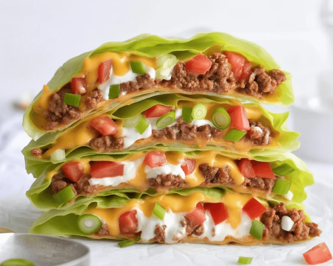 Homemade Keto Crunchwrap Supreme with crispy cheese, fresh veggies, and low carb tortillas.