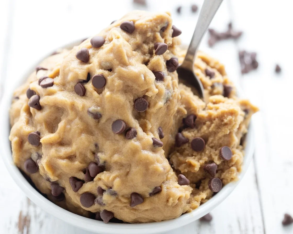 Delicious keto cookie dough made with almond flour and chocolate chips.