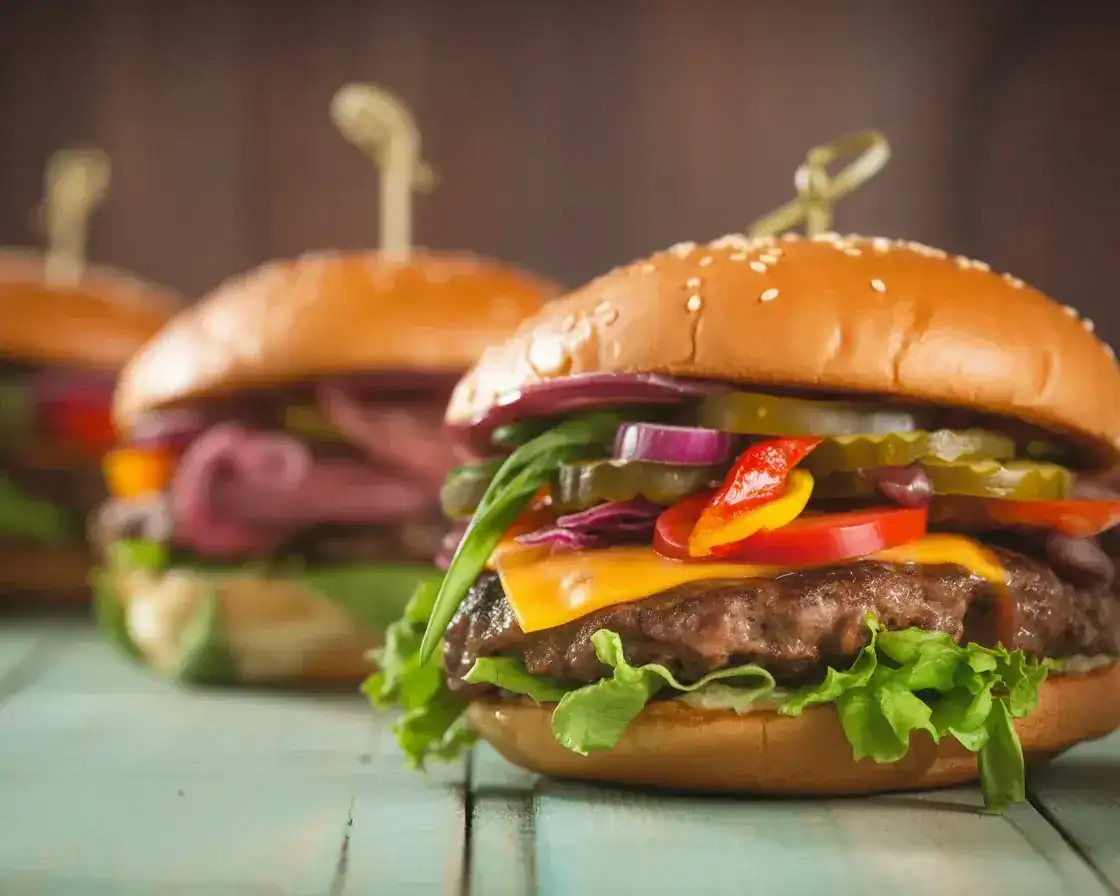 Perfectly broiled burgers with juicy patties and delicious toppings.