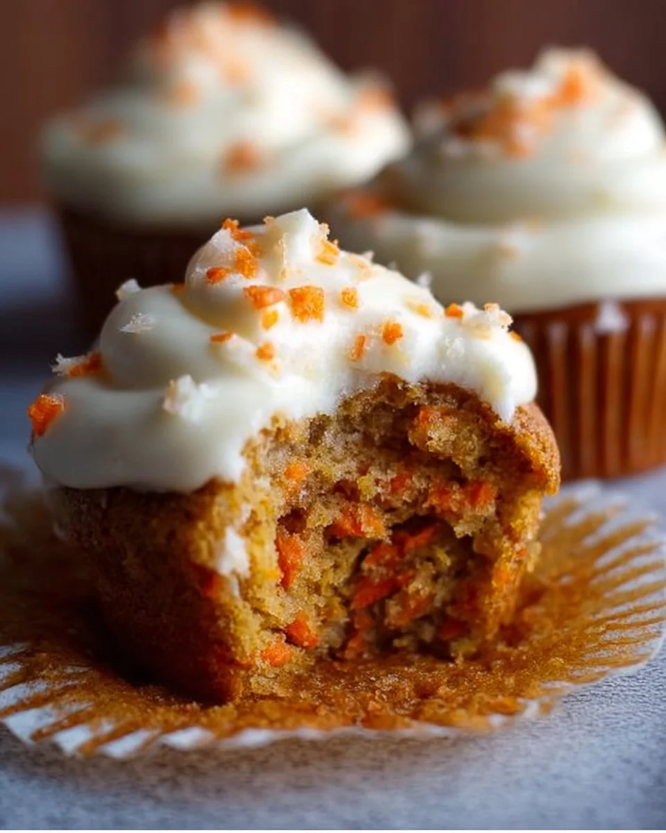 Delicious keto carrot cupcakes topped with cream cheese frosting