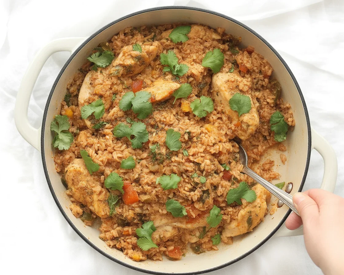 Healthy Mexican Chicken and Cauliflower Rice Skillet dinner; low carb and flavorful.